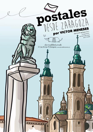 Lee más sobre el artículo Mail Art propio: Postales de Zaragoza, exposición de Víctor Meneses