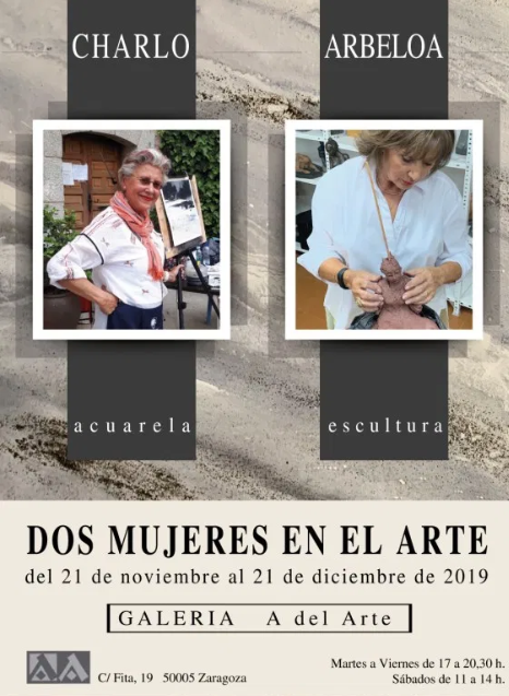 Lee más sobre el artículo Acuarelas de Aurora Charlo y esculturas de Mavi Arbeloa, Cuadros de Martínez Tendero